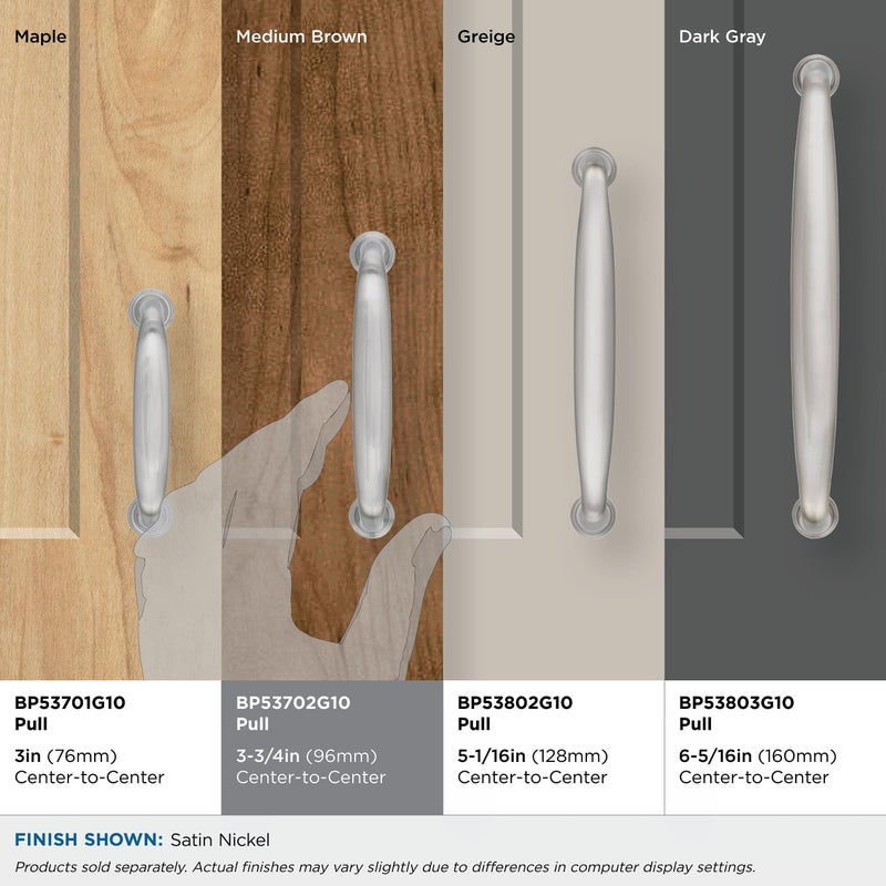 Amerock | Cabinet Pull | Satin Nickel | 3-3/4 inch (96 mm) Center to Center | Kane | 1 Pack | Drawer Pull | Drawer Handle | Cabinet Hardware - Image 3